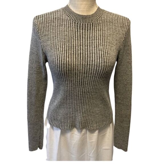 Forever 21 Gray Ribbed crop sweater Large - Picture 1 of 5